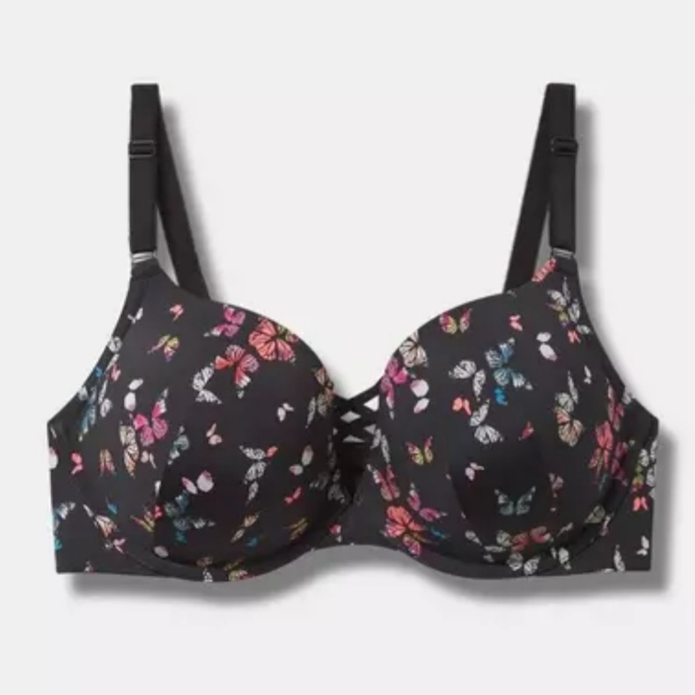 Torrid XO Plunge Push-Up Bra Butterflies NWT 44C